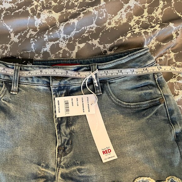 Smoke Rise Red Jeans Size 11/29 Blue Denim Acid Wash High Rise Flare Curvy Fit - Picture 14 of 14